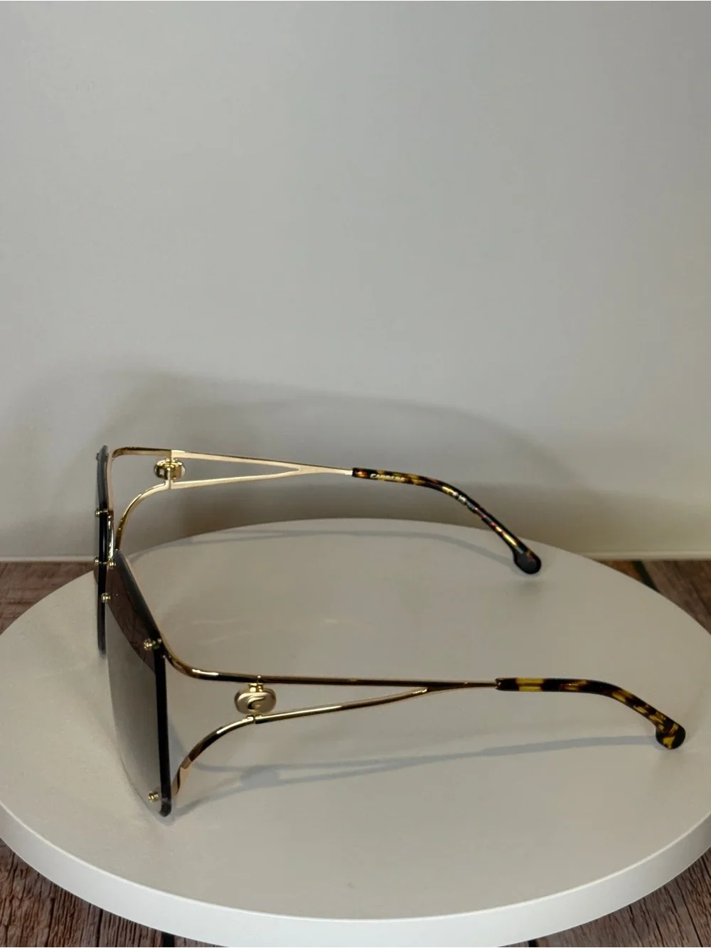 Carrera Women Gold Frame Sunglasses with Gradient Gray Lenses